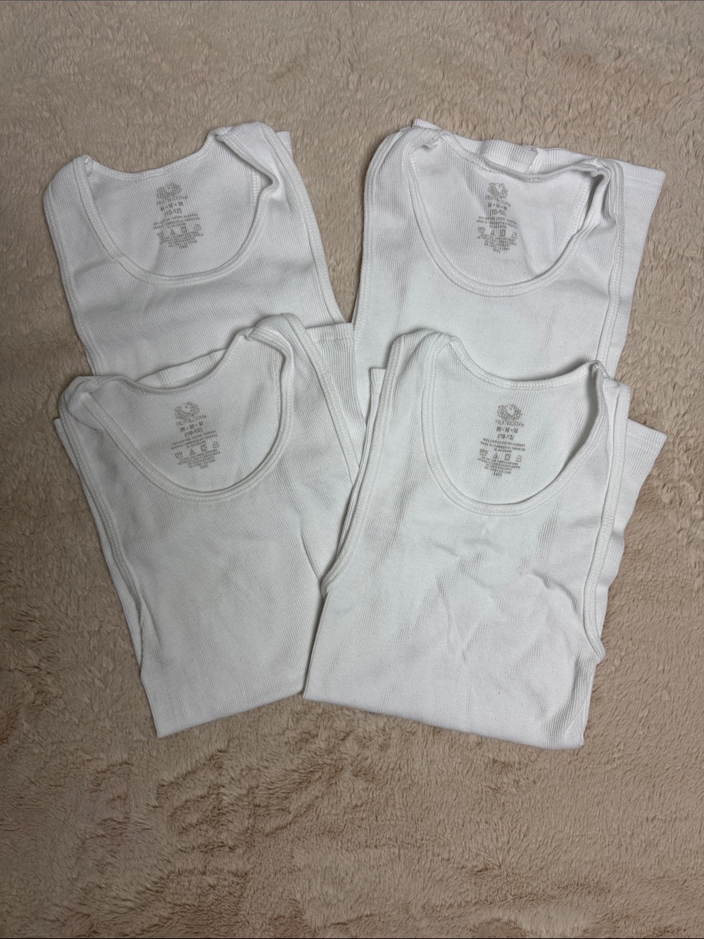 Fruit of the Loom 4 Pack Boys White Ribbed Tanks